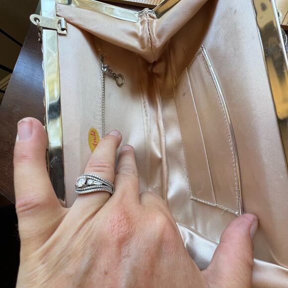 1950s 1960s Ande Silver Metallic Purse Vintage Silver Evening Bag Vintage Clutch - Picture 15 of 16